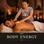 Experienced wellness practitioner providing a relaxing body energy session in a peaceful treatment room at Cape Cod Healing Spa.
