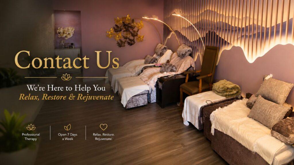 Welcoming reception and relaxation lounge at Cape Cod Healing Spa featuring comfortable seating, a calming atmosphere, and professional wellness services available seven days a week.