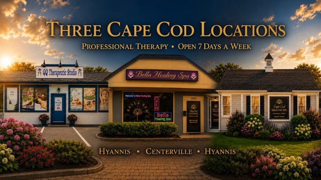 Exterior view of Cape Cod Healing Spa's three Cape Cod wellness locations offering professional bodywork and wellness services seven days a week.