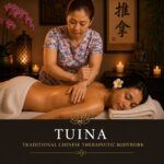 Experienced wellness practitioner performing a traditional Tuina bodywork session in a tranquil treatment room at Cape Cod Healing Spa.